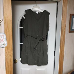 New Old Navy Olive Green Sleeveless Buttondown Dress Size Women's 2X Plus